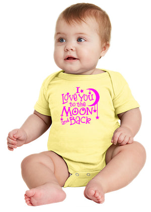 I Love You to the Moon! Infant Baby Bodysuit Pink Ink