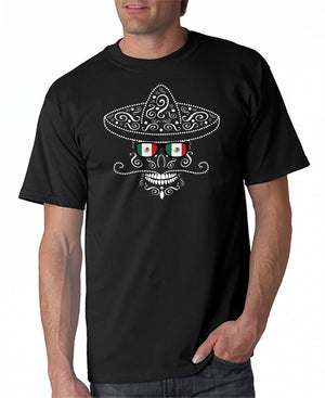 Mexican Sombrero Skull Flag Glasses T-shirt Cinco de Mayo