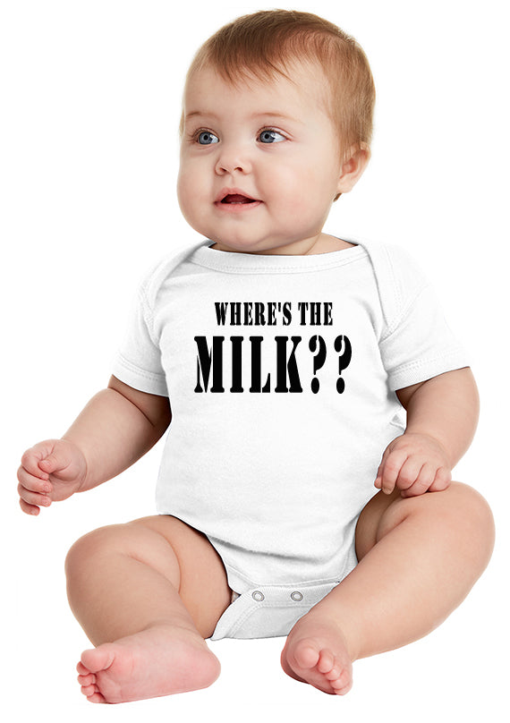 Where's the Milk?  Funny Infant Baby Bodysuit Gift
