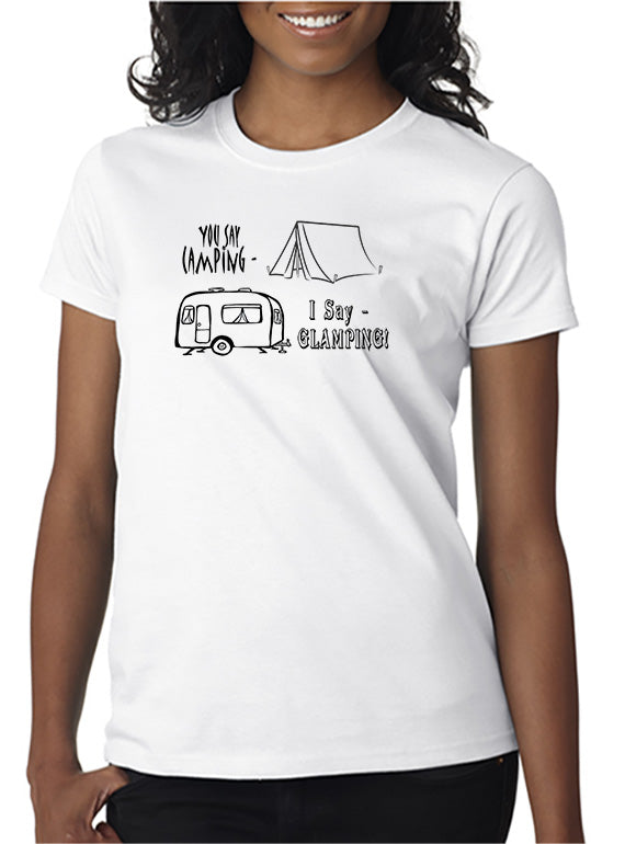 camping lady t shirt